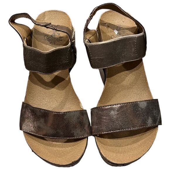Corkys Elastic Stretch Band Open Toe Wedge‎ Sandals Distressed Brown Size 6 - Picture 1 of 8